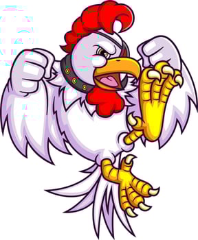 The rooster fighter jumping vector