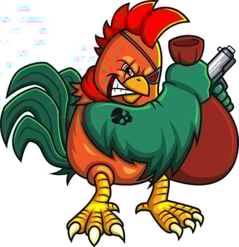 The bandits rooster holding gun vector