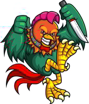 The angry rooster holding knife vector