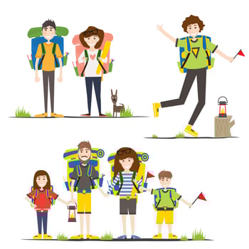 Camping Family. Vector Illustration.