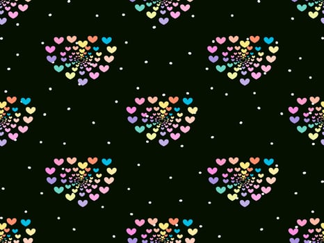 Heart pastel rainbow on black background vector