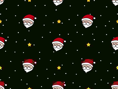 Santa Claus cartoon character seamless pattern on black background vector