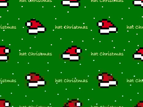 Hats Christmas cartoon character seamless pattern on green background vector