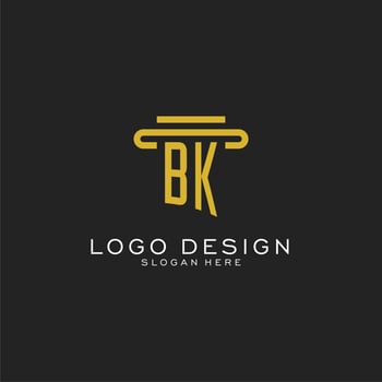 BK initial logo with simple pillar style design vector