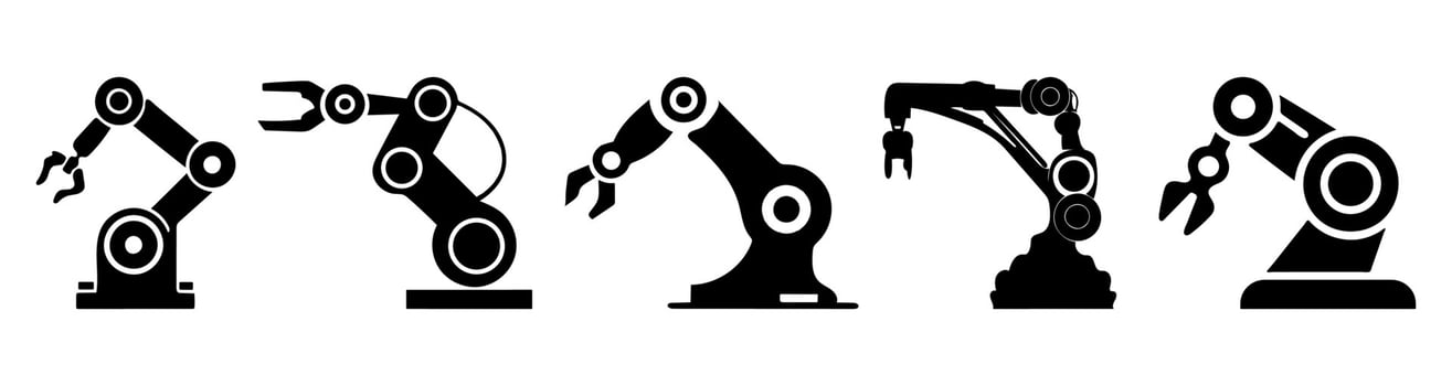 Robotic hand manipulator silhouette symbol icon. vector