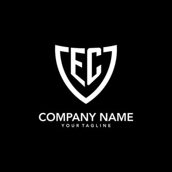 EC monogram initial logo with clean modern shield icon design vector
