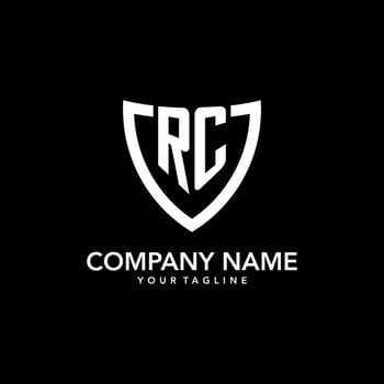 RC monogram initial logo with clean modern shield icon design vector