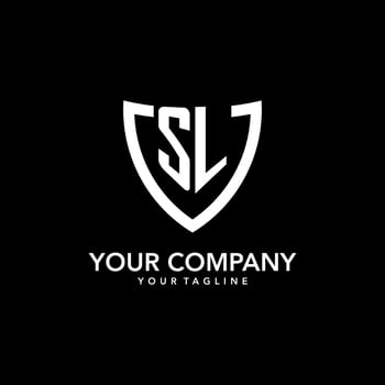SL monogram initial logo with clean modern shield icon design vector