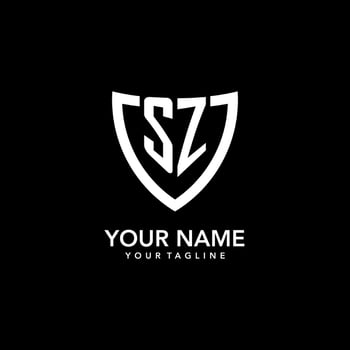 SZ monogram initial logo with clean modern shield icon design vector