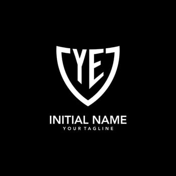YE monogram initial logo with clean modern shield icon design vector