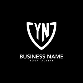 YN monogram initial logo with clean modern shield icon design vector
