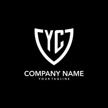 YC monogram initial logo with clean modern shield icon design vector