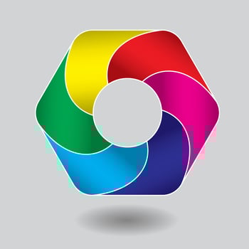 colorful hexagon logo and vector by illustration