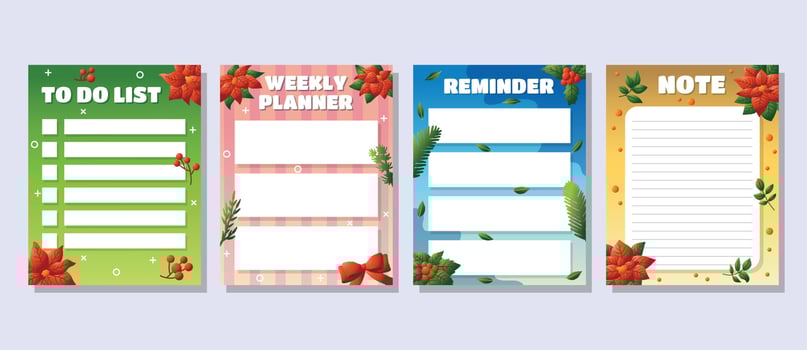 Journal Template Poinsettias Flower vector