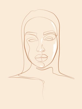 Woman face continuous line drawing. Abstract minimal woman portrait. vector