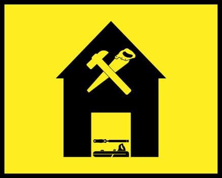 house repair icon with tool vector