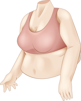 fatty concept woman body unhealthy overweight shape form semi realistic illustration png