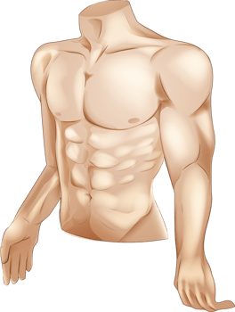 Fitness concept man body firm powerful sport strong shape semi realistic illustration png