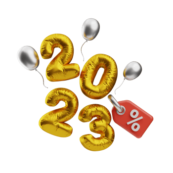 happy new year 2023 discount illustration 3d png