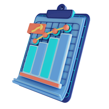 3D illustration analysis data report goes up png