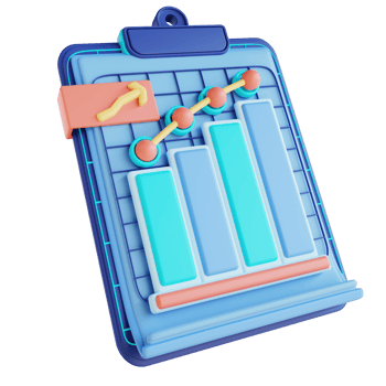 3D illustration analysis data report goes up png