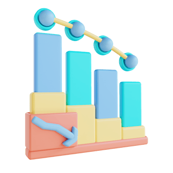 3D illustration business chart  down png