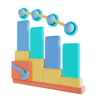 3D illustration business chart  down png