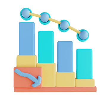 3D illustration business chart  down png