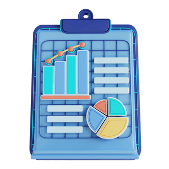3D illustration business data reports png
