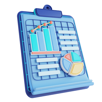 3D illustration business data reports png