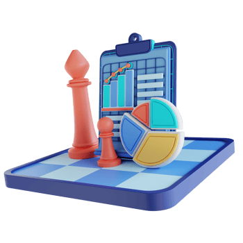 3D illustration business strategy analysis png