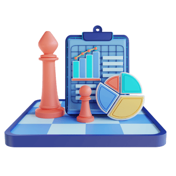 3D illustration business strategy analysis png