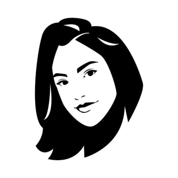 short hair woman portrait. silhouette logo vector. black and white. isolated white background. vector