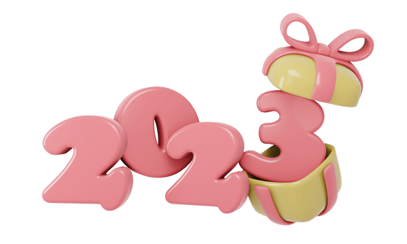 3D Render New Year gift box open with 2023 number. 3D Render illustration. png
