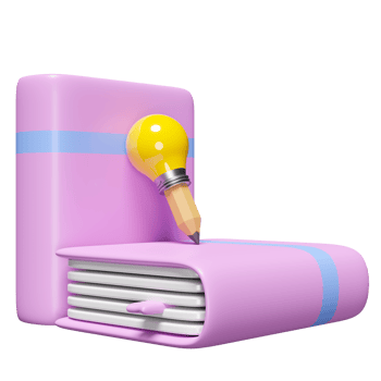 3d pink textbook, close book icon with light bulb, pencil isolated. idea tip education, knowledge creates ideas concept, minimal abstract, 3d render illustration png