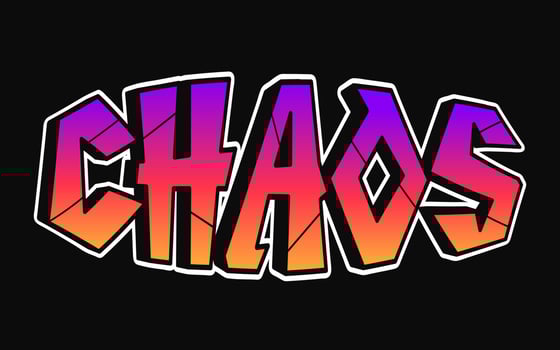 Chaos word graffiti style letters.Vector hand drawn doodle cartoon logo illustration.Funny cool chaos letters, fashion, graffiti style print for t-shirt, poster concept vector