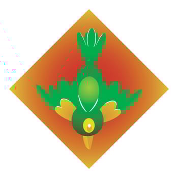 a green bird flew down vector design