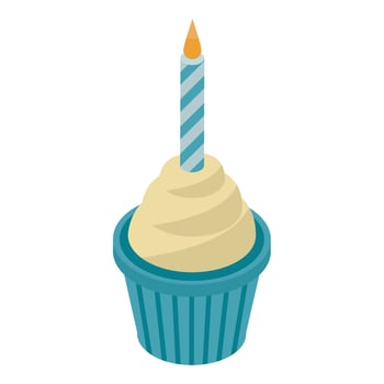 Blue cup cake icon, isometric style vector