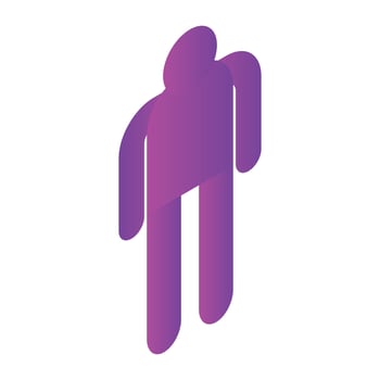 Purple man sign icon, isometric style vector