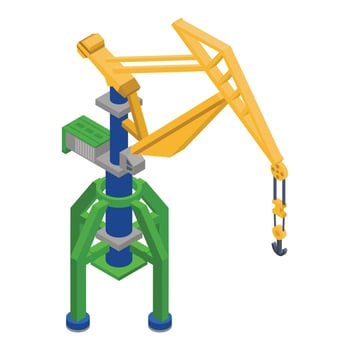 Port crane icon, isometric style vector