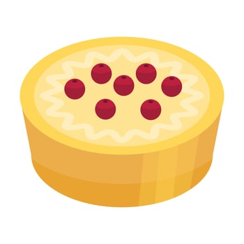 Holiday cherry cake icon, isometric style vector