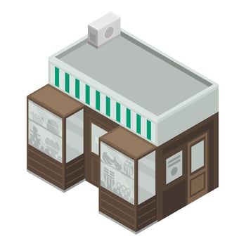 Sweet fruit street shop icon, isometric style vector