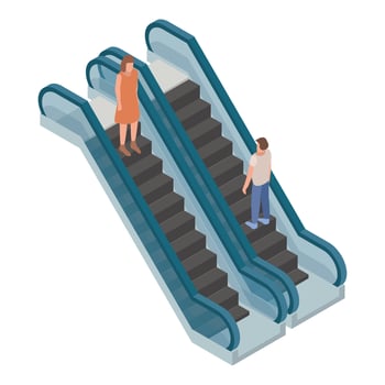 Two direction escalator icon, isometric style vector