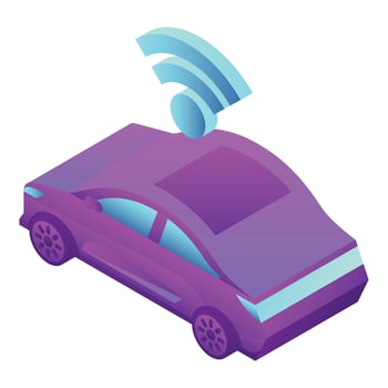 Driverless car icon, isometric style vector