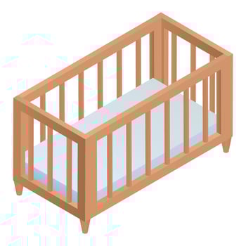 Crib icon, isometric style vector