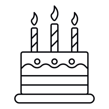 Kid birthday cake icon, outline style vector