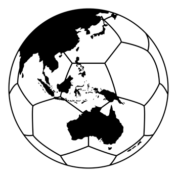 World Map on the Foot Ball Silhouette for Icon, Symbol, Pictogram, Sport News, Art Illustration, Apps, Website or Graphic Design Element. Format PNG
