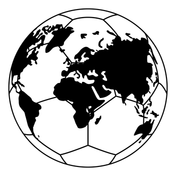 World Map on the Foot Ball Silhouette for Icon, Symbol, Pictogram, Sport News, Art Illustration, Apps, Website or Graphic Design Element. Format PNG