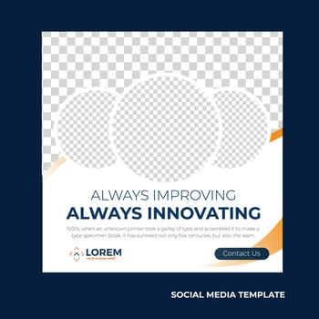 Social media post template vector illustration business innovation teamwork set