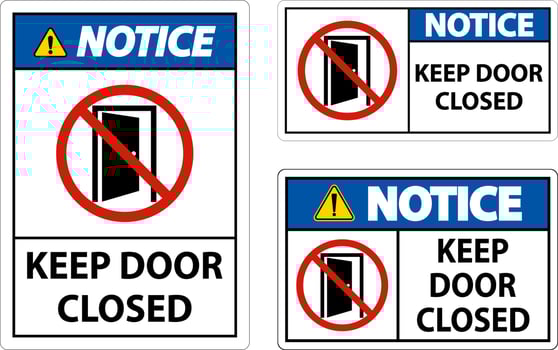 Notice Keep Door Closed Sign On White Background vector
